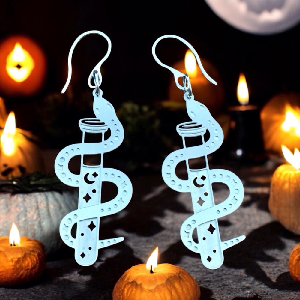🆕 Snake Poison Laser Etched Earrings Stainless Steel